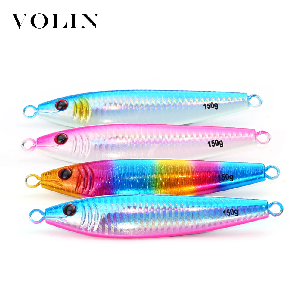 

VOLIN 1pc 120g 150g 200g Shore Casting Jigging Fish Metal Lure Sea Bass jigging Bait Sinking Fishing Lure Tackle