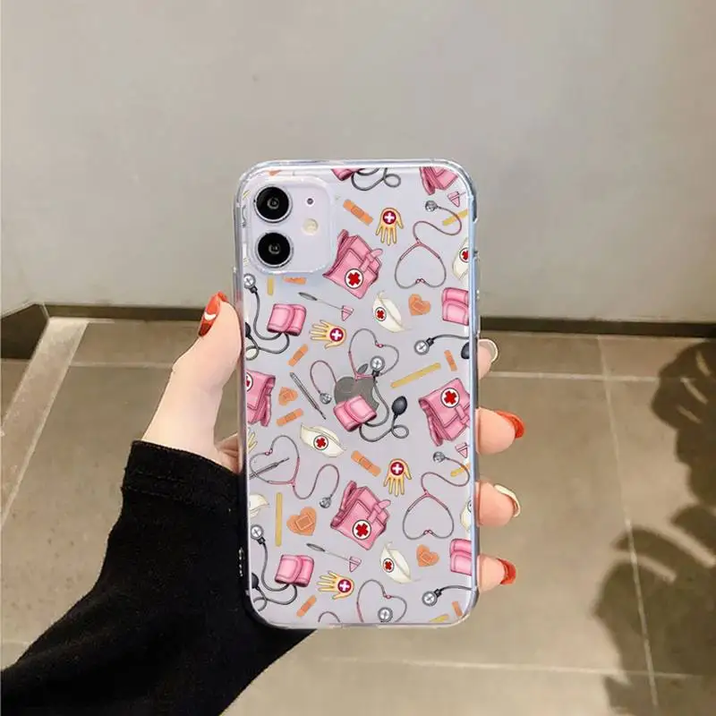 

Nurse Medical Medicine Heart Phone Case Transparent for Clear iPhone case 11 12 mini pro XS MAX 8 7 6 6S Plus X 5S SE 2020 XR