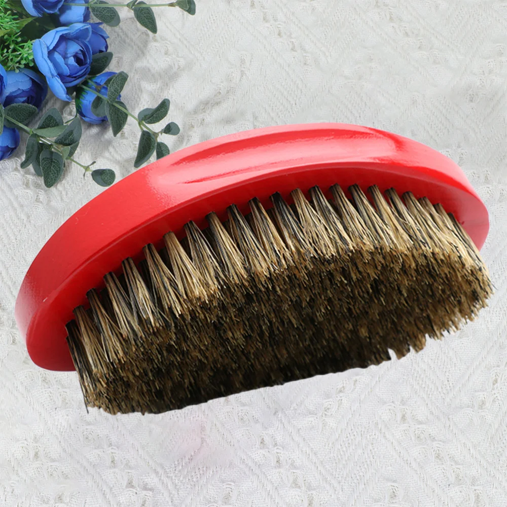 

1PC Beard Brush Wooden Handle Short Men's Shaving Boar Grooming Bristles Beard Brush (Red)