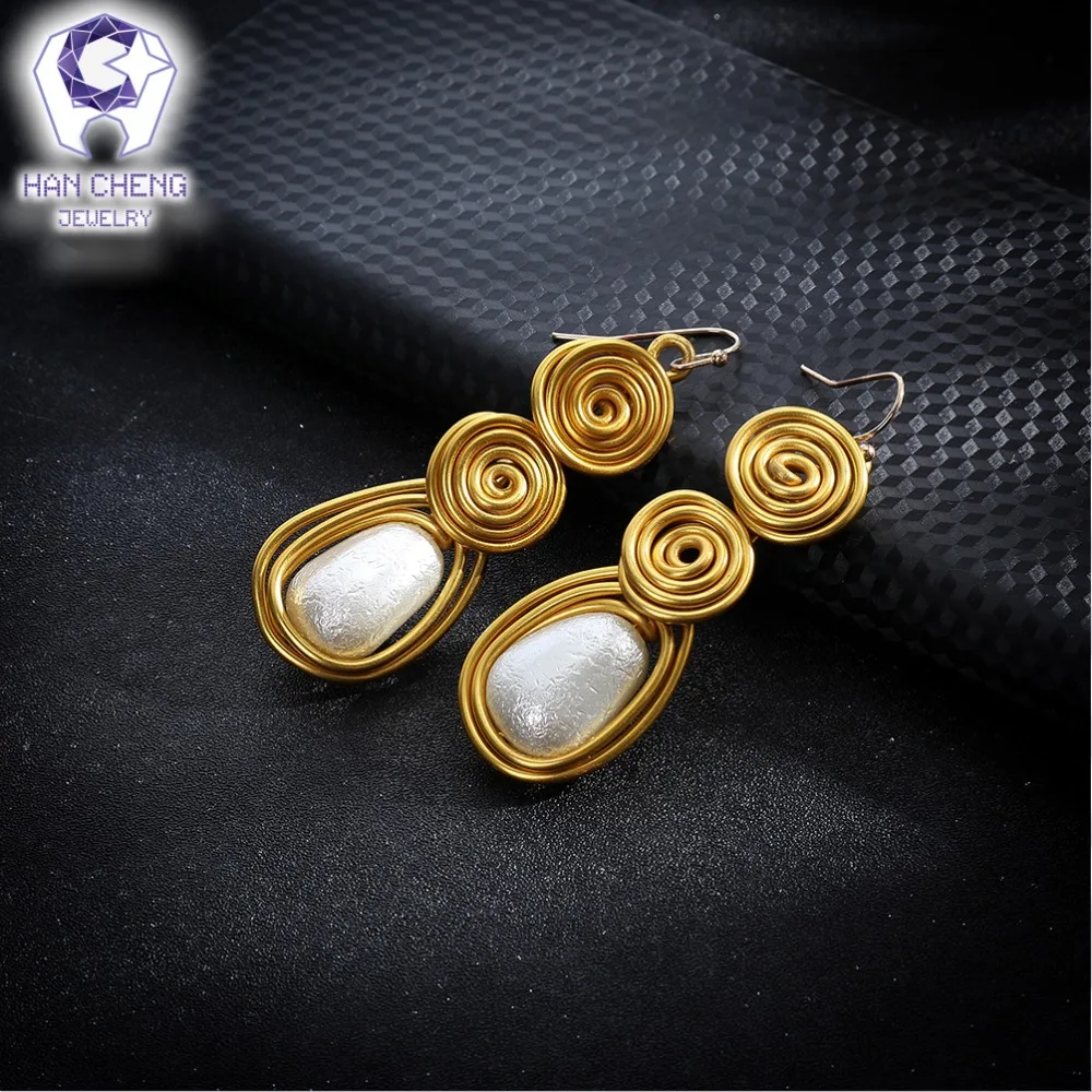 HanCheng новые модные массивные большие висячие серьги ручной работы с