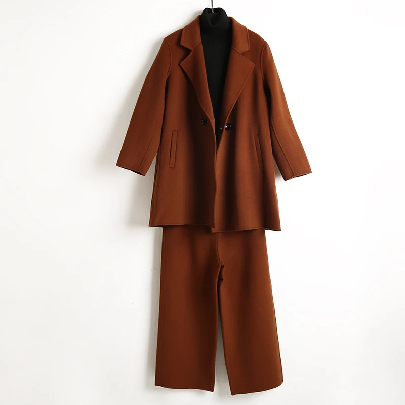 Женский короткий кашемировый комплект из двух предметов красные вечерние