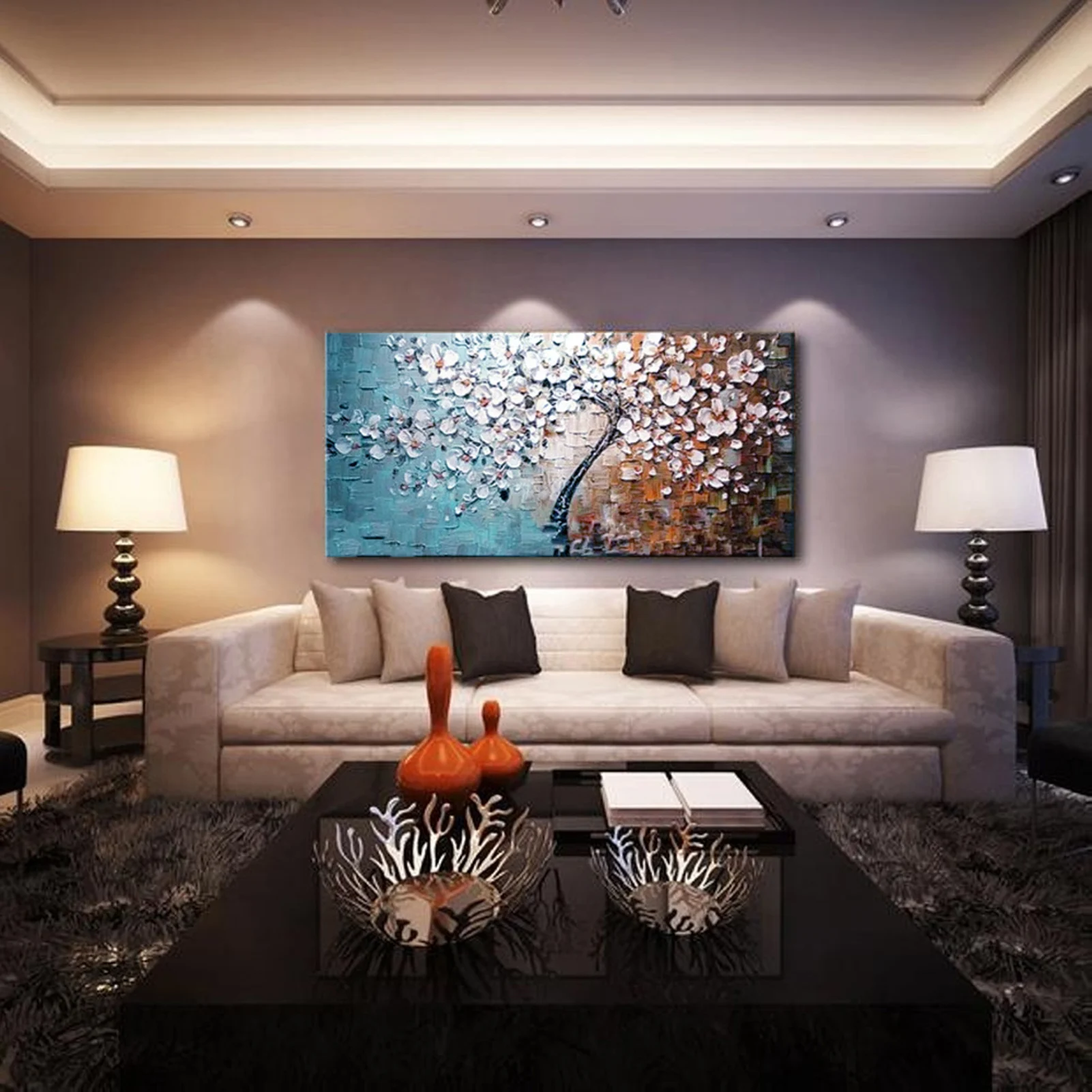 

Unframed Hand-painted Oil Painting Set Flower Tree Canvas Print Decoration for Home Living Room Bedroom Art Picture 60*120cm