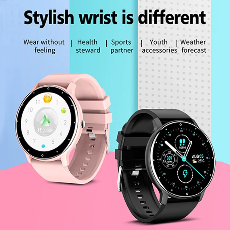 

ZARKS Smart Watch Men Women Alarm Clock IP67 Waterproof Sports Heat Rate Blood Pressure Sleep IOS Android Pedometer Call Message