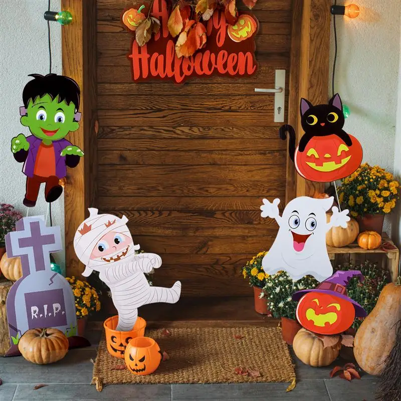 

Yardwe 7pcs Halloween Yard Signs Outdoor Lawn Decorations Happy Halloween Garden Scene Accessories Halloween Garden Cards