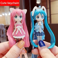 new fashion beautiful girl leather bag car keychain plastic soft rubber doll pendant key holder ring accessories jewelry gift