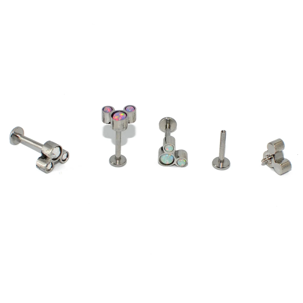 4pcs16g опал серьги серьга для верхней части уха Orelha штанга в ухо украшение для козелка хрящевой пирсинг губная серьга-гвоздик G23 Титан Сталь бар