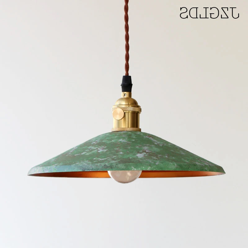 

Loft American Iron Vintage Small Copper Umbrella Lamps Pendant Light Single Crystal Glass Pendant Light deco maison
