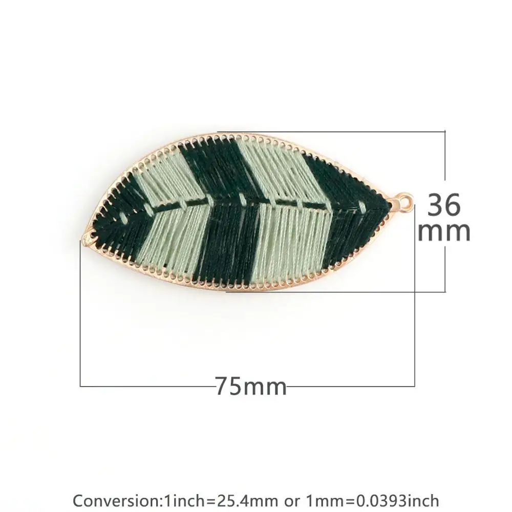 2 шт. богемные красочные ручной обмотки Бахрома Кисточкой лист вентилятор кольцо