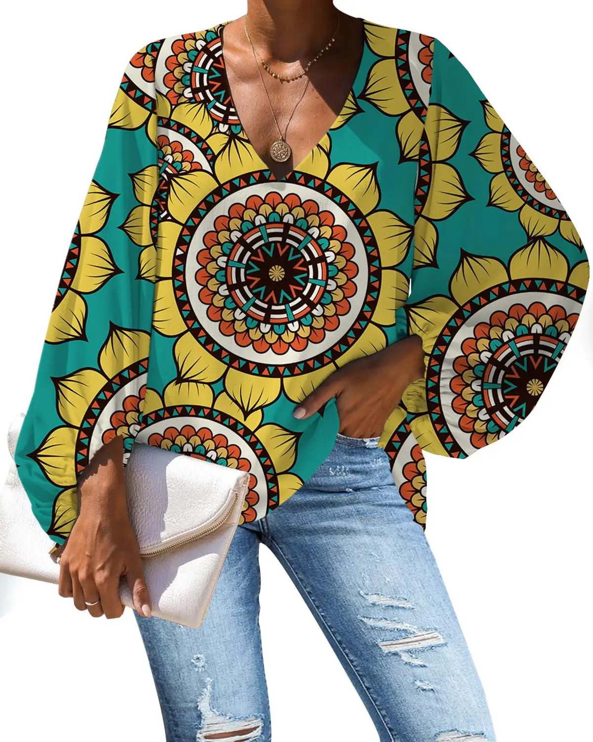 

Абстрактный цветок 3D печати топы для маленьких девочек дышащие блузки женские летние из мягкого шифона фонарь с длинными рукавами V образны...