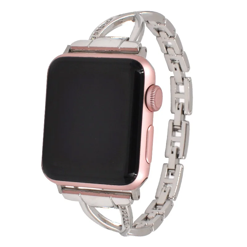 Роскошный ремешок для Apple Watch 38 мм 40 мм 42 мм 44 мм Женский бриллиантовый ремешок для iWatch серии 5 4 3 2 1 браслет из нержавеющей стали