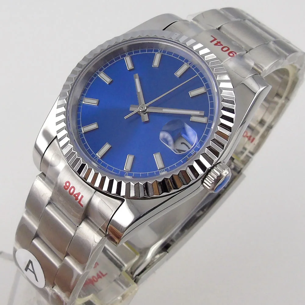 

36MM/39mm Sterile Dial Sapphire Glass Fluted Bezel jubilee Date 21 Jewels MIYOTA 8215 Automatic Men's Wristwatch