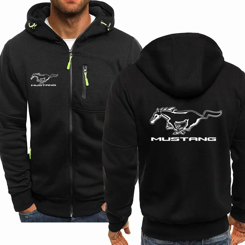 

New 2021 Mustang Men Print Casual Hip Hop Harajuku Long Sleeve Hooded Sweatshirts Zipper Hoodies Hoody