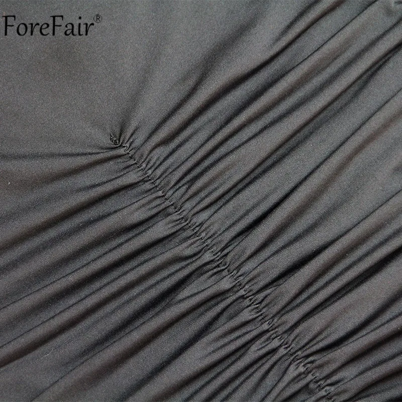 Forefair квадратный воротник с рюшами облегающее платье для женщин длинным рукавом