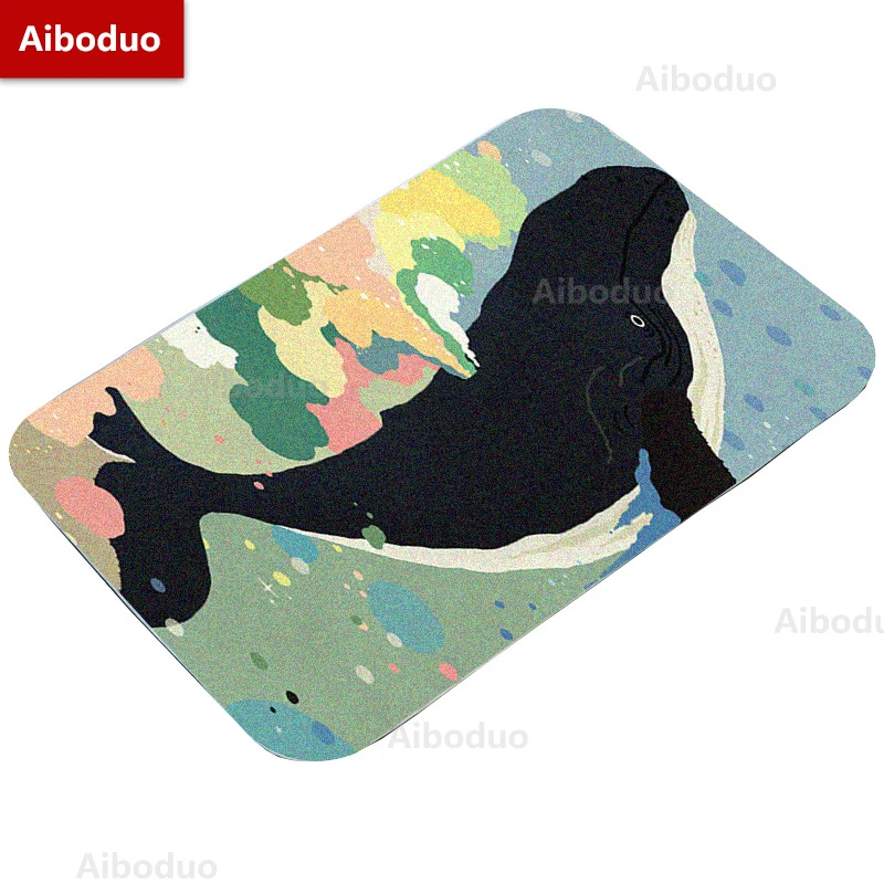 Декоративный Противоскользящий зеленый коврик для ванной Aiboduo с Китом девочки