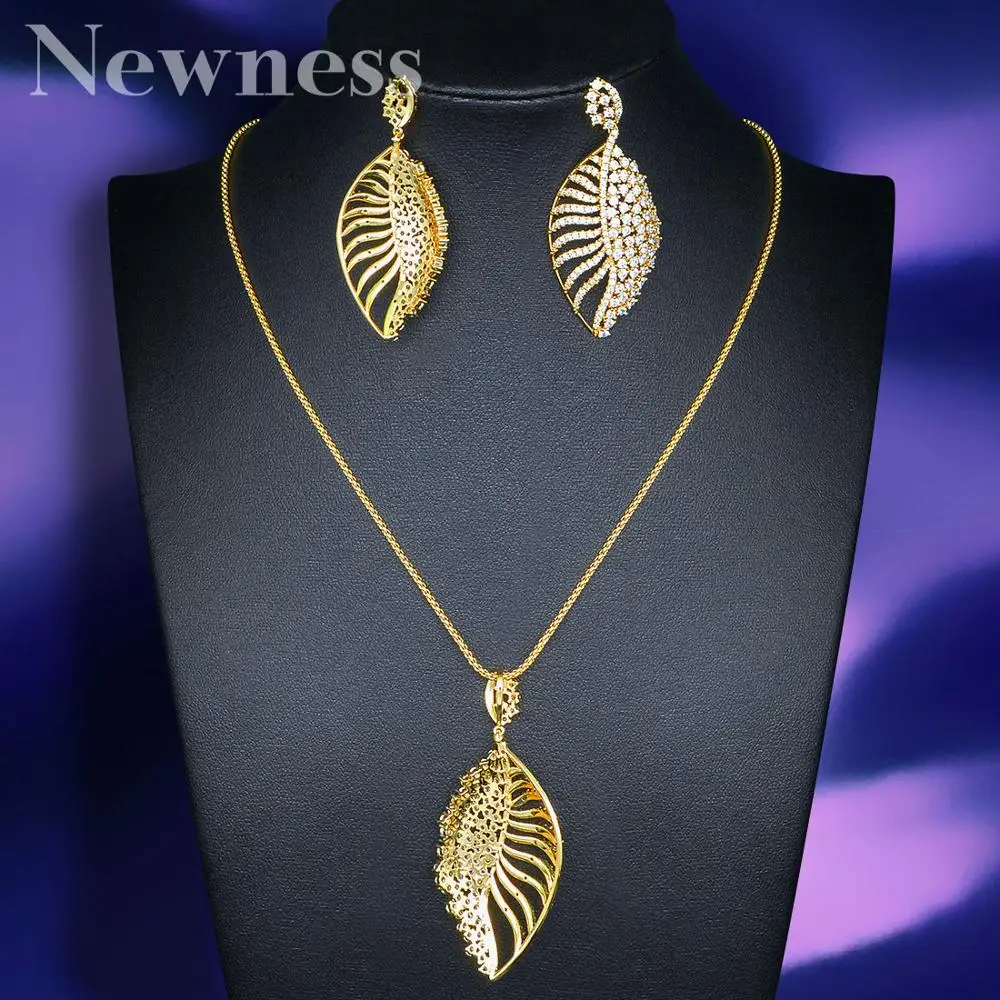 

Newness trendy leaf shape dangle Earrings For Women Accessories Full Cubic Zirconia Earrings Jewelry pendientes mujer moda