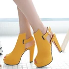 Сандалии-гладиаторы женские на платформе, брендовые дизайнерские туфли-лодочки с открытым носком, обувь на высоком каблуке, большой размер 48, желтые, белые, на лето