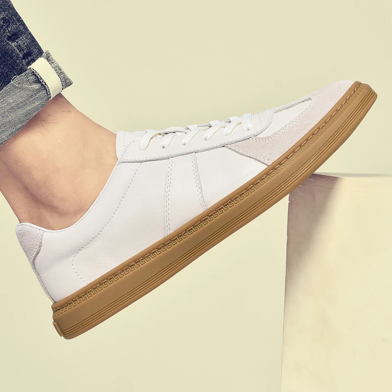 Jual Sepatu Modis Pria Musim Gugur 2021 Populer Sepatu Kasual Kulit Asli Putih Sneakers Kasual Flat Pria Nyaman Ukuran 38-44