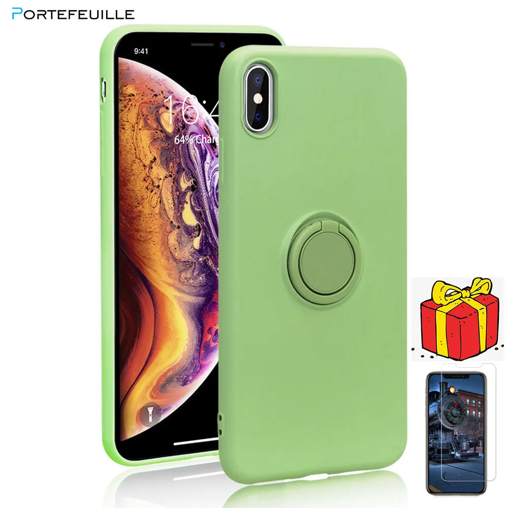 Чехол для iPhone XS Max роскошный брендовый силиконовый чехол с кольцом Apple 11 Pro X R XR 8 Plus