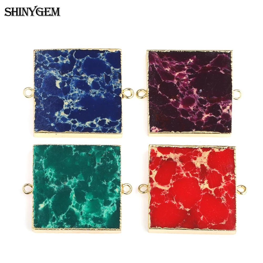 ShinyGem 30 мм квадратная форма натуральный морской осадочный камень кулон разъем