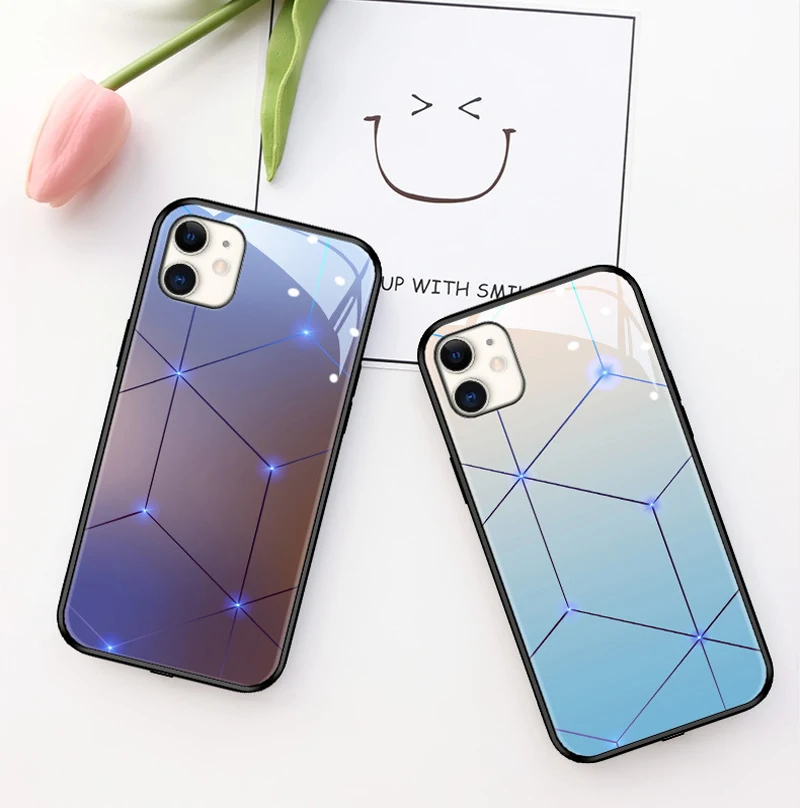 

Shockproof Glass Phone Case For Apple iPhone 12 11 X XR XS Pro Max 7 8 Plus Mini Back Cover Sound Acoustic Control Protect Cover