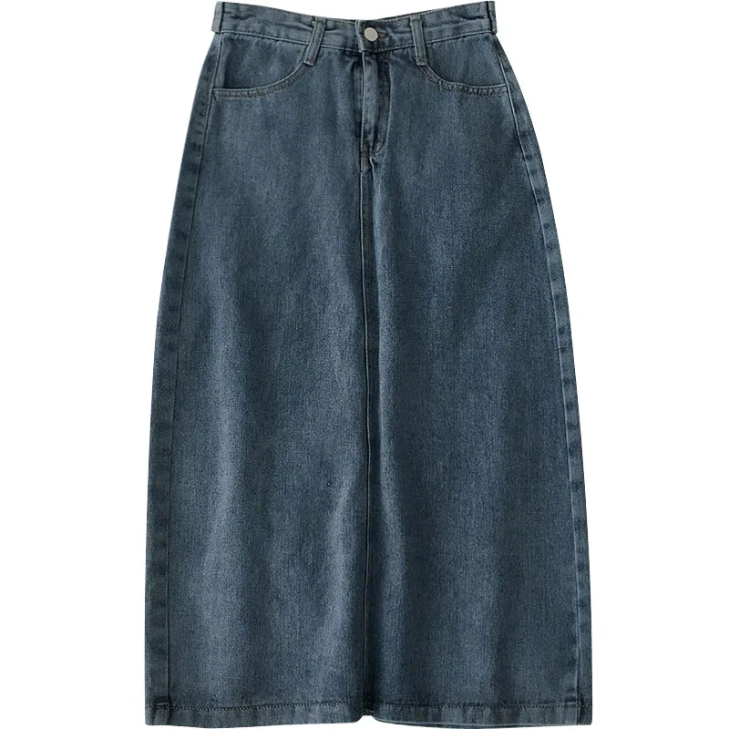 

Empire Denim Women SKirts Summer New Pocket Straight Knee-Length Lady Elegant Skirts Top Quality