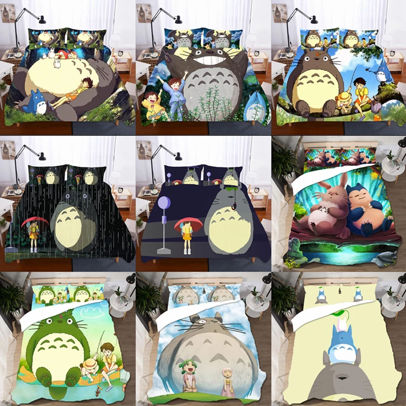 

Totoro Print Duvet Cover Home Textile Linen Home Textile Cute Bed Sets For Kids With Pillowcase Drop Ship 3d Anime Bedding Set