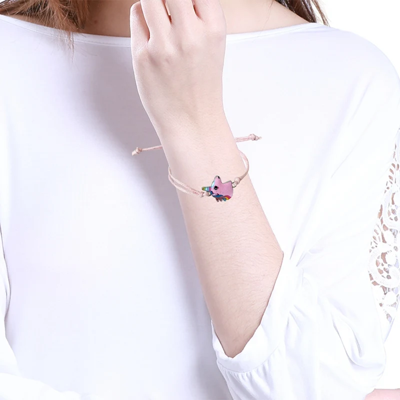 

Cute Unicorn Red Rope Braided Wire Bracelets Punk Leather Bracelet Jewelry Accessories For My Girl Gifts Accessories