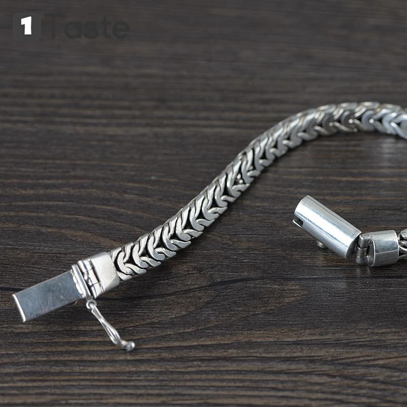 Уникальный вкус планшетовый мужской браслет из тайского серебра плетеные