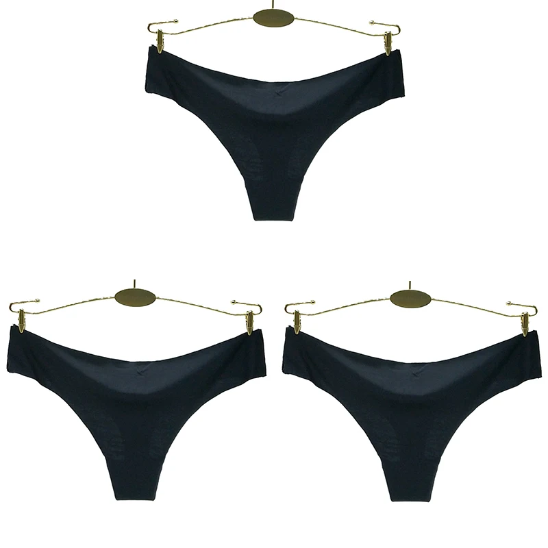 3 шт./компл. Бесшовные женские стринги из ледяного шелка большого размера