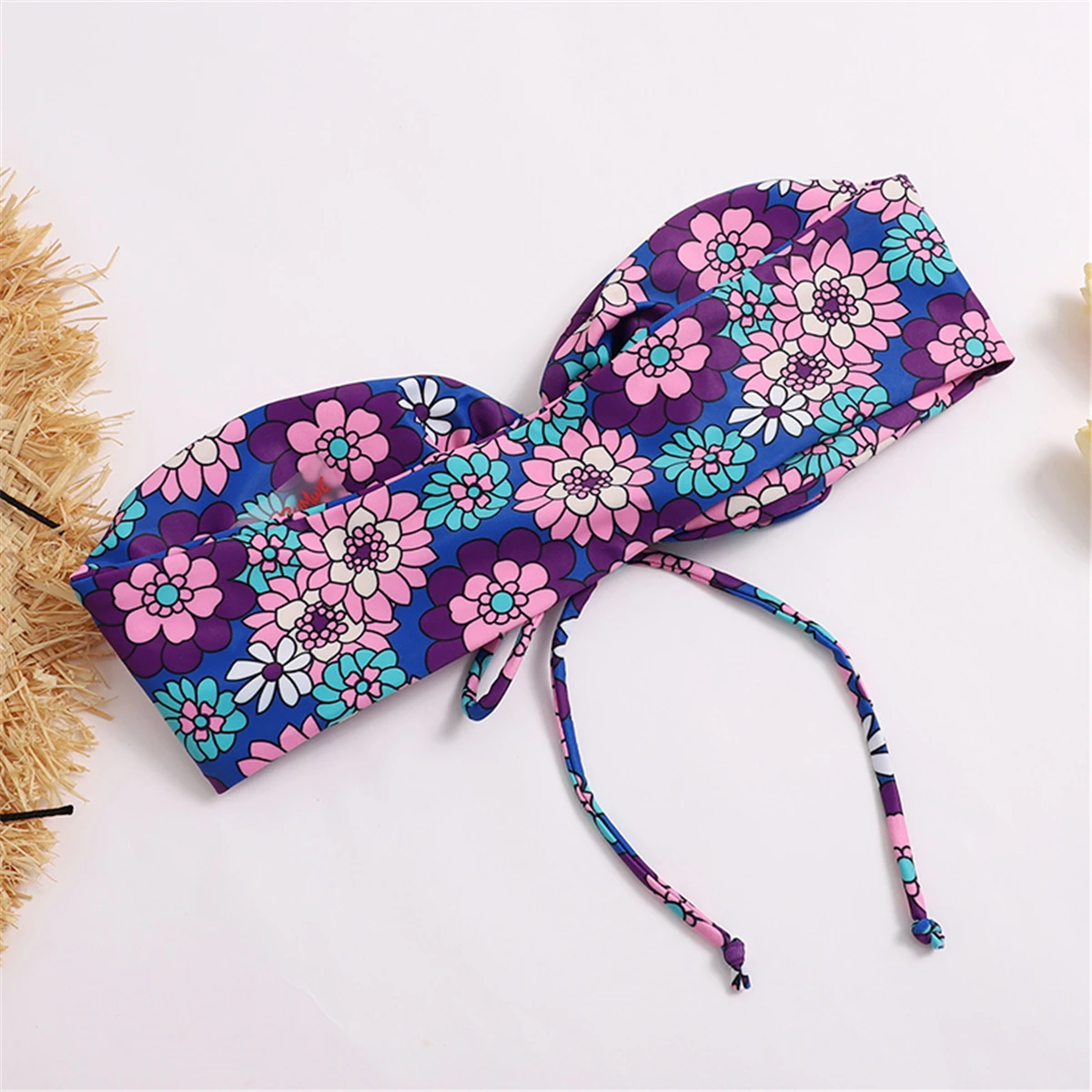 

Women Tube top Swimwear Bandeau Front Thong Bikini Swimsuit Strapless Bathing Suit Swimwear
