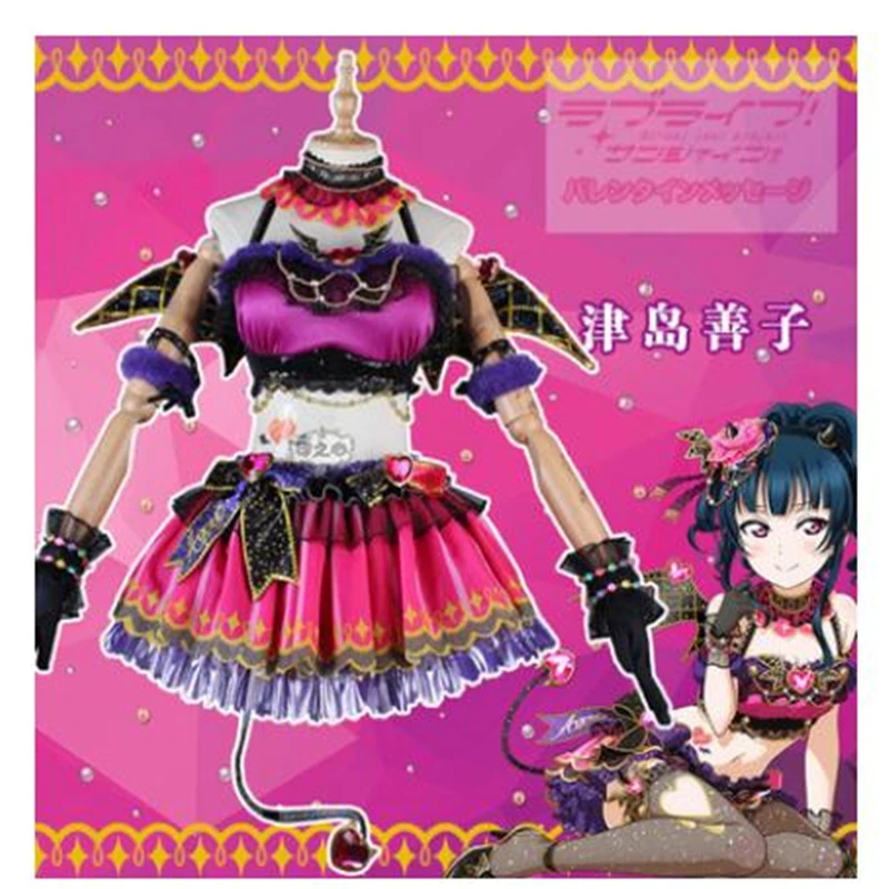 Новинка! Аниме Любовь Live Косплей Костюм Tsushima Yoshiko маленький дьявол Cos платье для