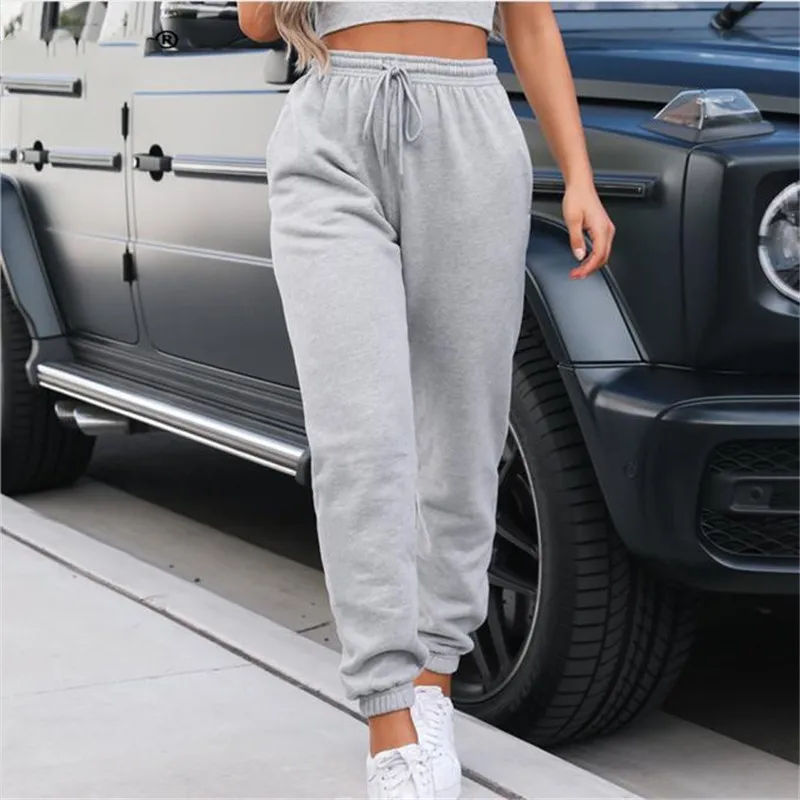 

Women's Solid Sweatpants Drawstring Jogger Sweat Pants Cinch Bottom Casual Elastic High Waist Workout Trousers Lounge Trousers