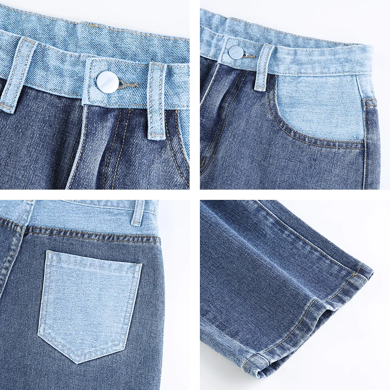 Стильные двухцветные туфли синие женские джинсы размера плюс 2020 осень полной