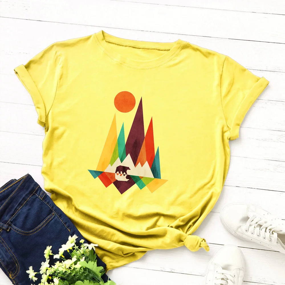 Футболка с парашютным принтом Harajuku Топы И Футболки Для Женщин Модная хлопковая