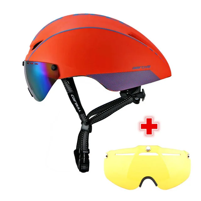 orange and blue line CAIRBULL 2 линзы AERO-R1 велосипедный шлем гоночный велосипед защитный шлем с магнитными очками горная дорога пневматический TT велосипедный шлем - Цвет: orange and blue line