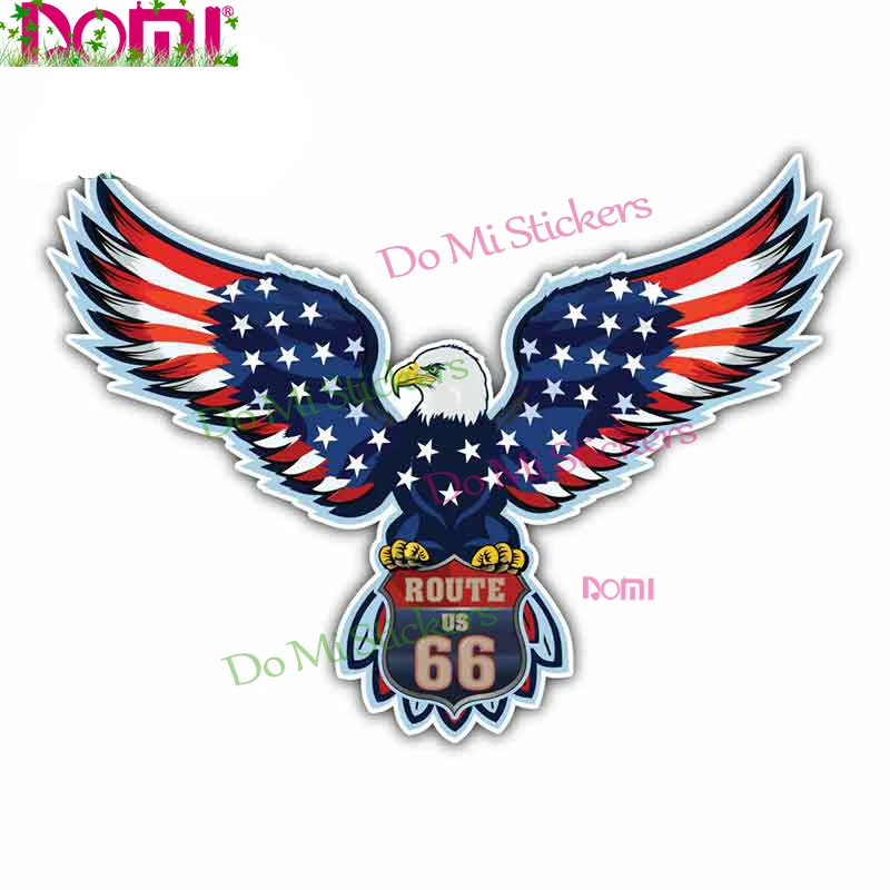 

DOMI 13cm X 9.7cm for USA Flag Eagle Route 66 Anime Car Stickers Vinyl JDM Bumper Trunk Truck Graphics Windshield Bumper Decal