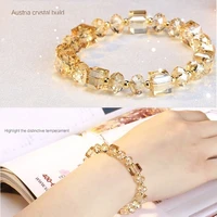 elegant geometric square austrian colorful white crystal bead bracelets necklaces earrings for women party jewelry