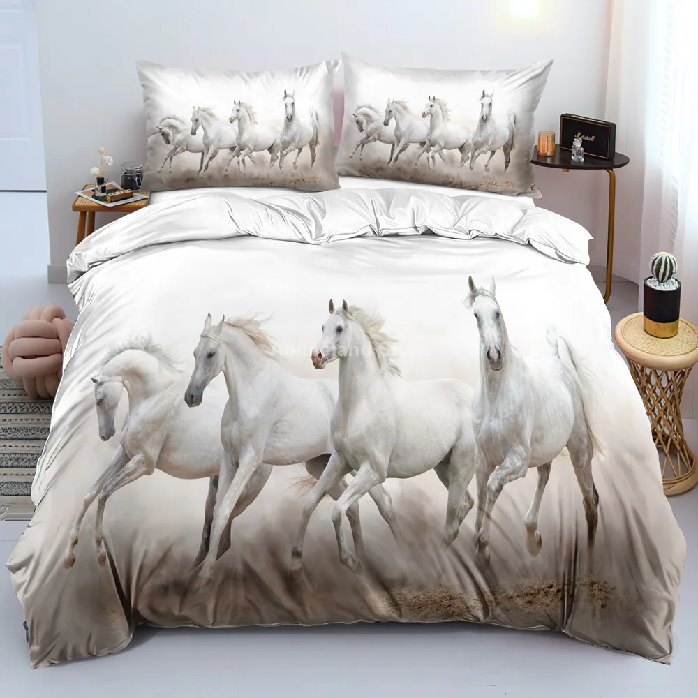 

Animal Horse 3D Print Queen King Size Comforter Bedding Set Scenery Adult Kid Duvet Cover Sets Pillowcase Twin Full Home Textile