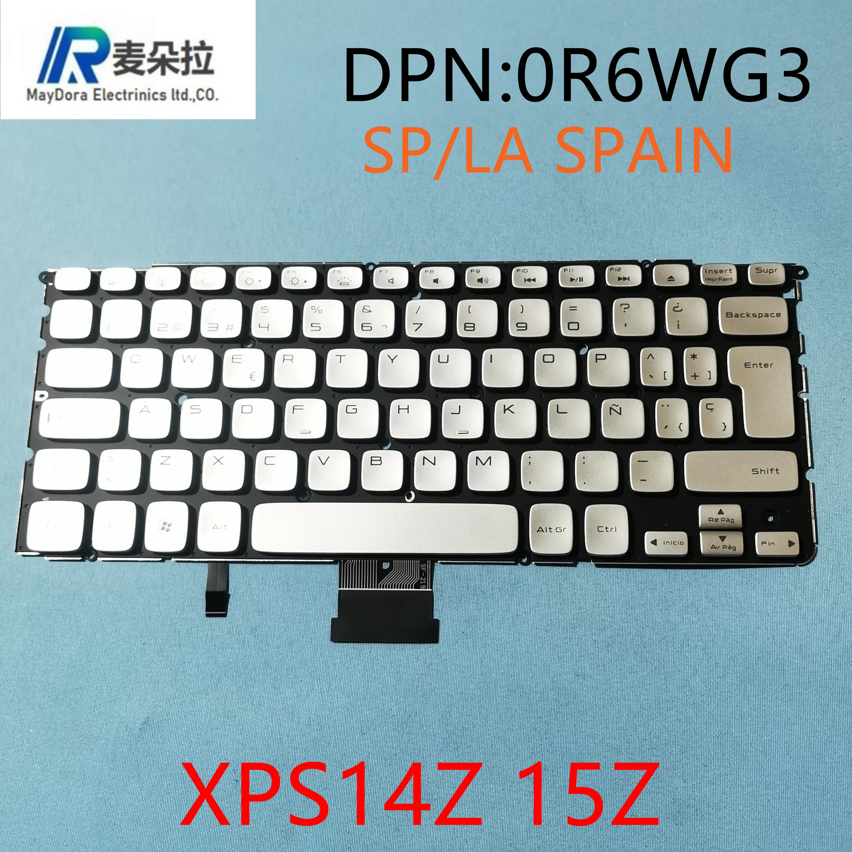 SP испанская клавиатура с подсветкой для ноутбука DELL XPS 14Z-L412Z 15Z-L512Z L511Z серебристая