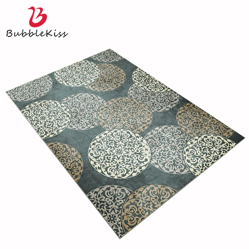 

Bubble Kiss Green Rugs Large Carpets For Living Room Circle Retro Floral Non-Slip Floor Mat Home Bedroom Decor Tatami Area Rugs