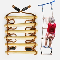 kids fitness toy wooden rope ladder multi rungs climbing game toy outdoor garden training indoor activity safe sports rope swing