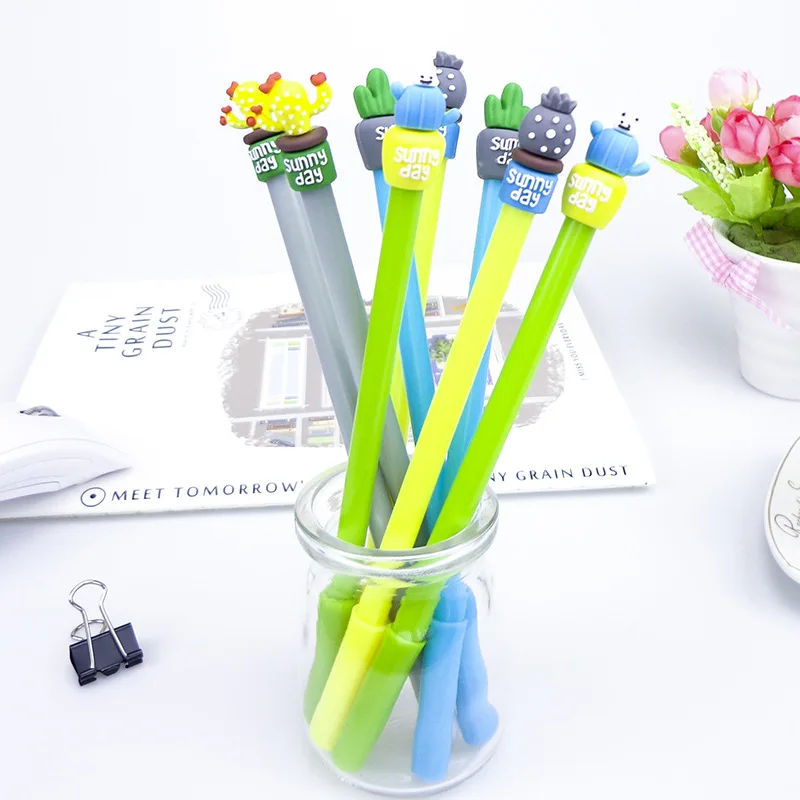 2019 новые зеленые гелевая ручка с кактусами для заправки зажигалок чернила черный