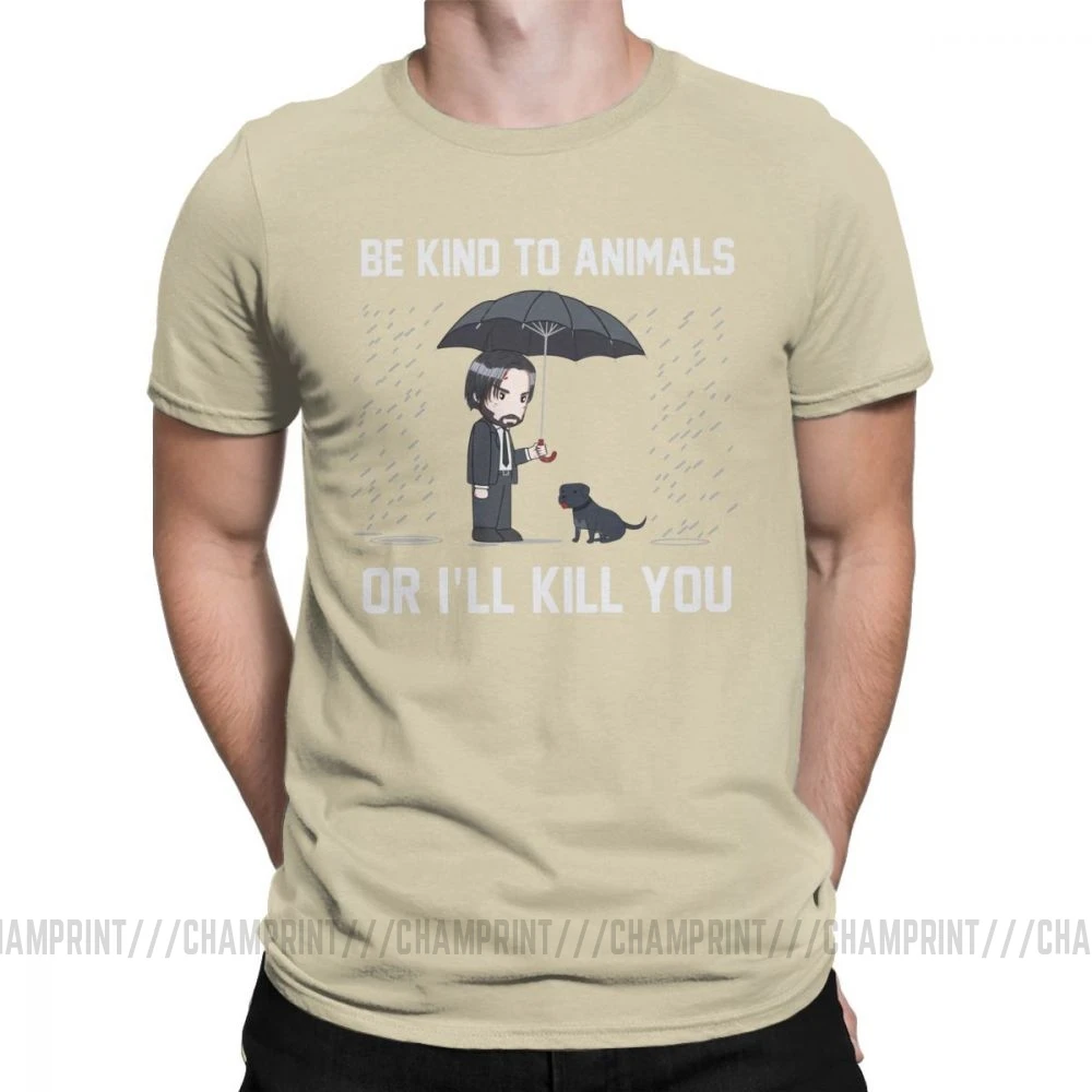 Хаки Мужские футболки John Wick Be kind to animals or Ill Kill You, футболки с коротким рукавом, топы, одежда, топы с круглым вырезом, хлопок, Подарочная футболка - Цвет: Хаки