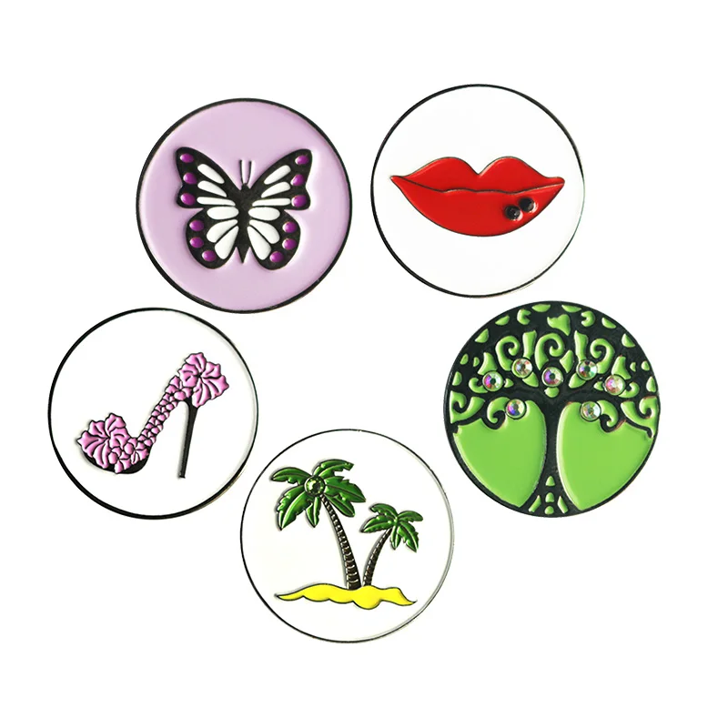 5 mixed 04 PINMEI Embossied Golf Ball Marks наборы из 5 маркеров для гольфа Подарки для гольфа для леди / детей, подходящие для любых магнитных зажимов для шляп для гольфа - Цвет: 5 mixed 04