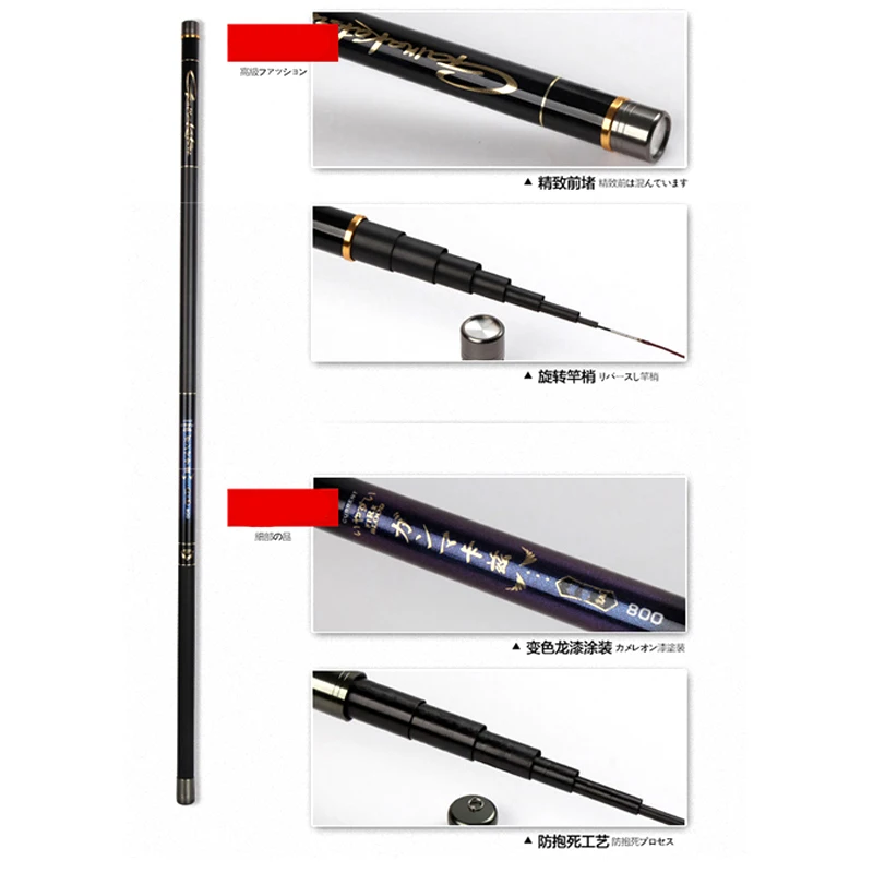 Телескопическая удочка из высокоуглеродистой стали сверхпрочная длинная секция