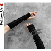 harajuku dark warm sleeves female gothic cotton anime fingerless gloves punk rock men women arm warmers fashion gloves women