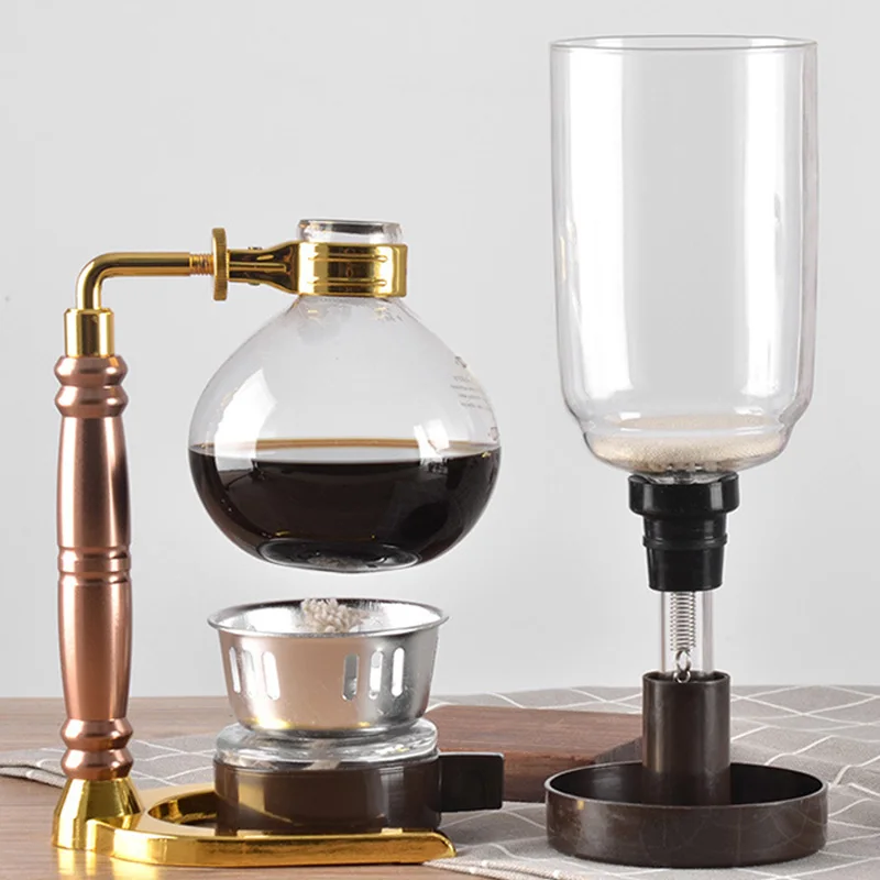 HOT!Japanese Style Siphon Coffee Maker Tea Pot Vacuum Glass Type Machine Filter 3 Cups Gold | Бытовая техника