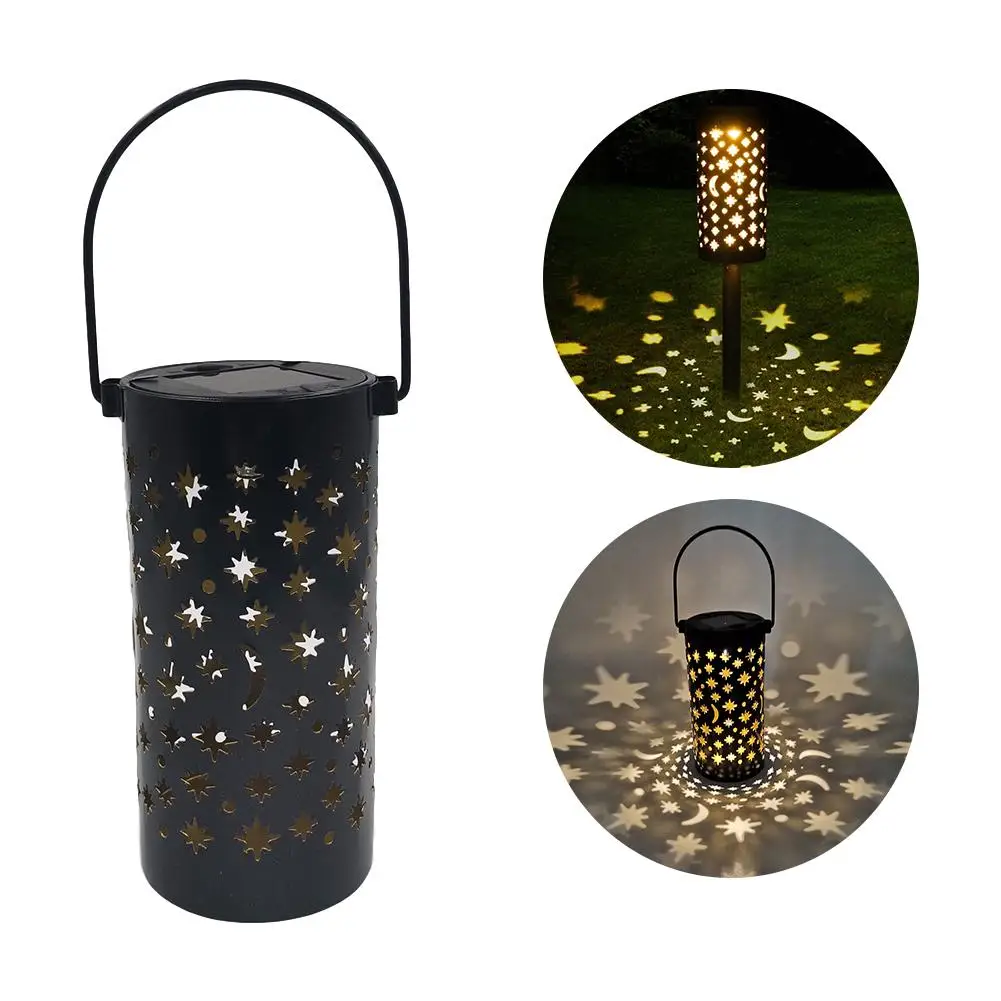 

LED Solar Light Lawn Lamp Waterproof Starry Wrought Iron Lantern Pathway Hanging for Garden Decor Light Street Landscape Lamp