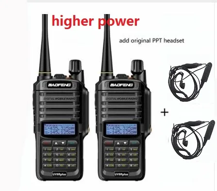 higherpower 2headset 2 шт. Высокая мощность 10 Вт Baofeng UV-9R плюс Водонепроницаемый двухканальные рации двухстороннее радио дальность 25 км cb радио comunicador рация - Цвет: higherpower 2headset