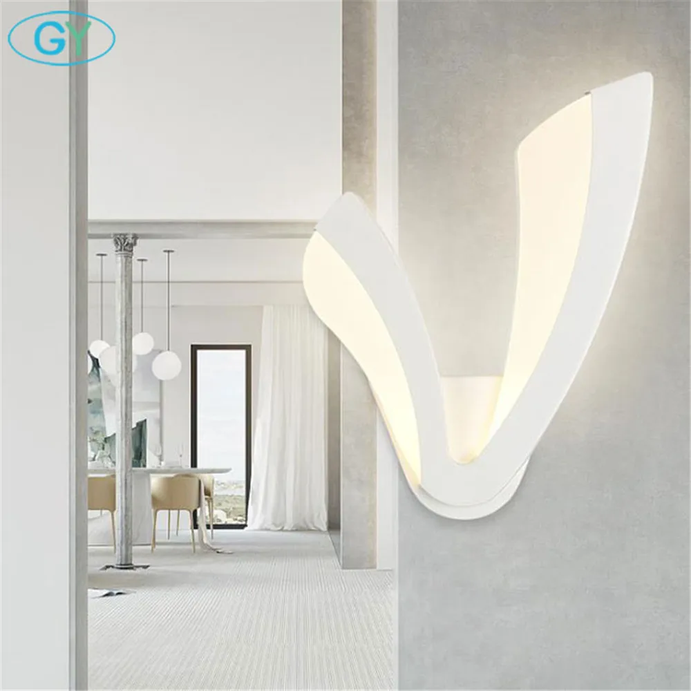 Nordic post modern simple V shade 8W LED light white led wall lamp bedside bedroom creative room living staircase corridor | Освещение